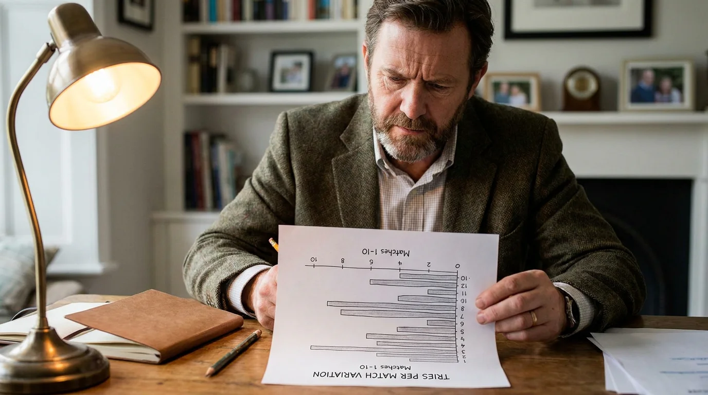 Bookmaker analyst setting rugby try total lines using historical scoring data
