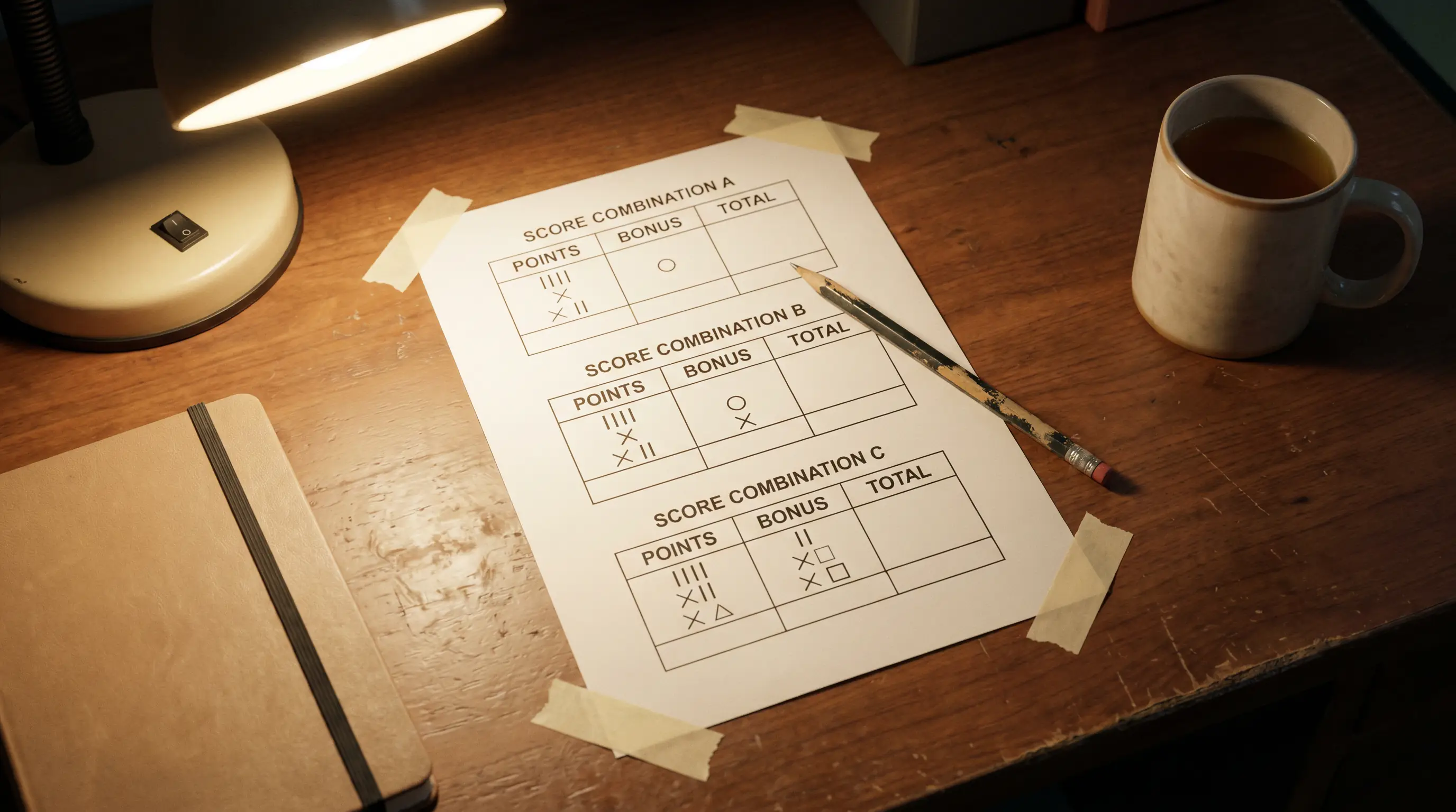 Series correct score betting on a clean stylised reference sheet