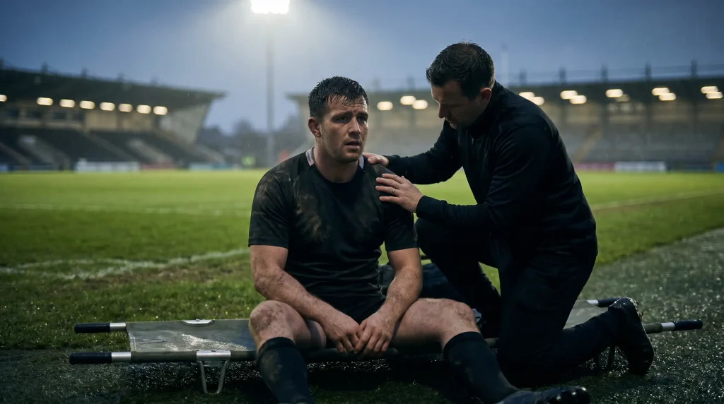 Rugby player receiving treatment as injury news affects betting odds