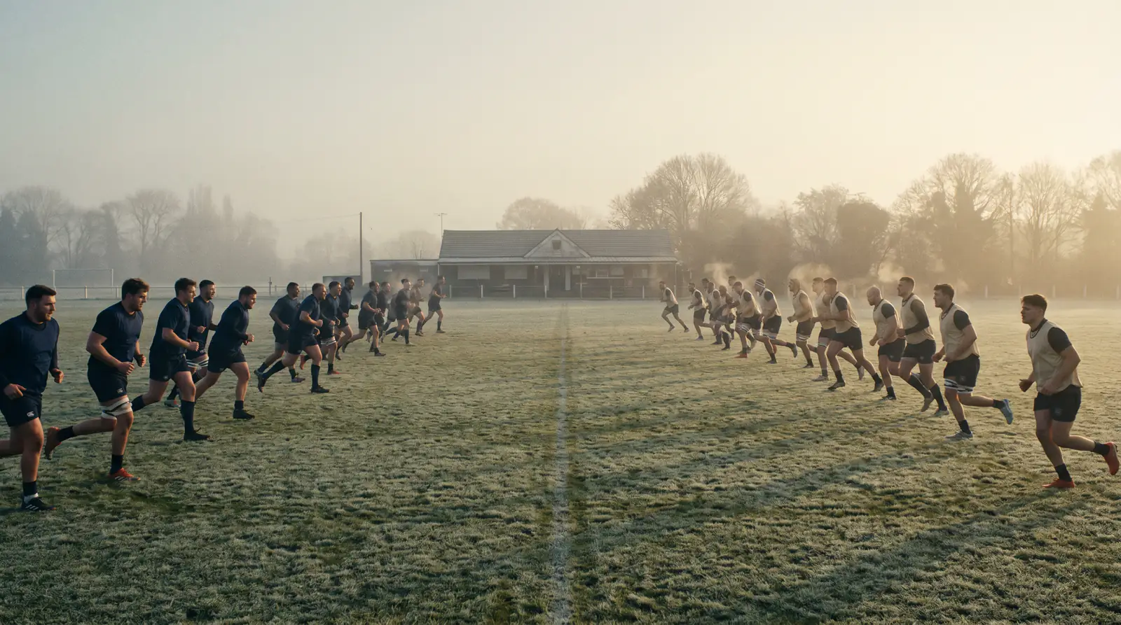 Rugby squad rotation effects shown on a club training pitch