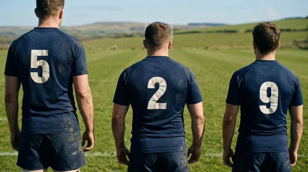 Rugby players with numbered shirts in a UK shirt number betting market context