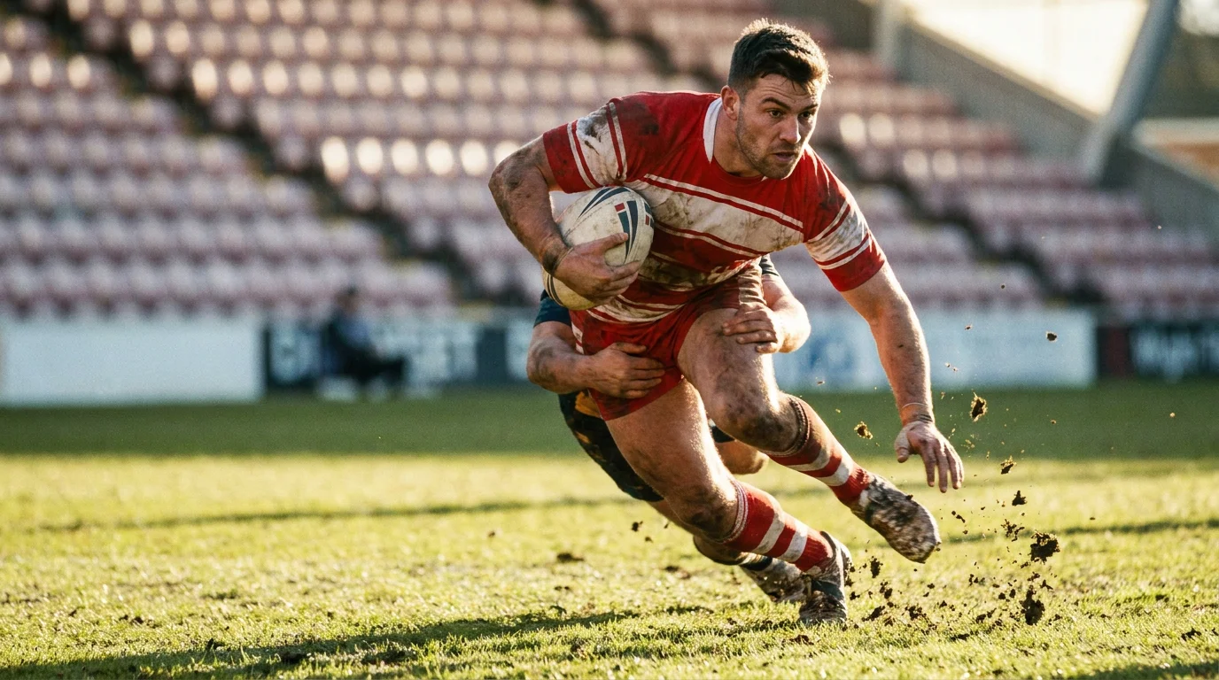 Rugby League attacking play showing six-tackle structure and high pace
