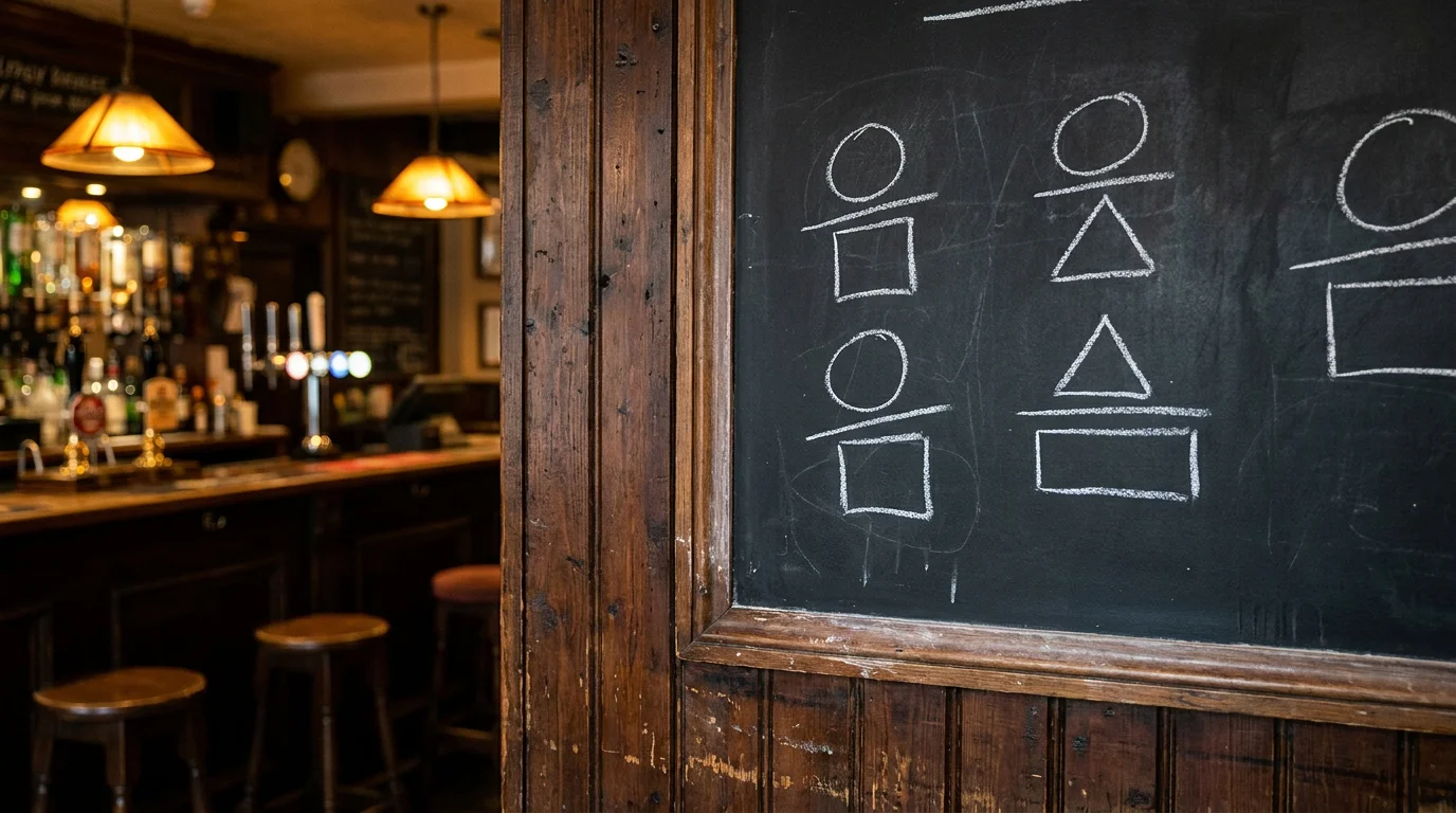 Traditional UK rugby fractional odds displayed on a pub chalkboard
